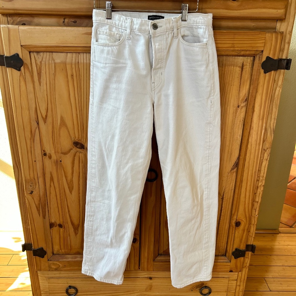 Banana Republic Pants Mid-Rise Loose Stovepipe Button Fly Ivory‎ Size 27